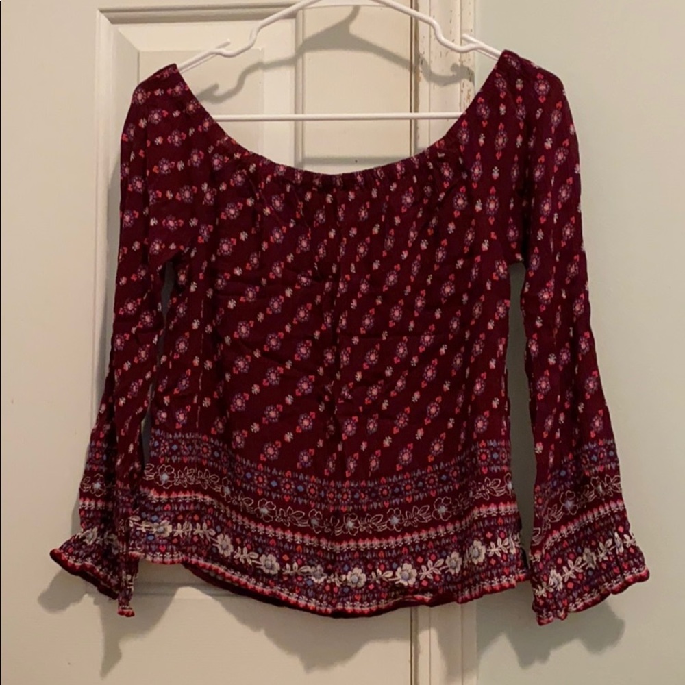 Maroon Off the Shoulder Top